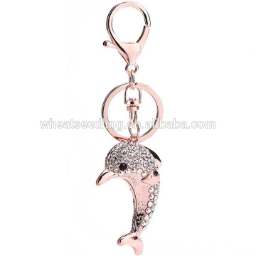 wholesale animals custom keyring rhinestone dolphin keychain promotional gift